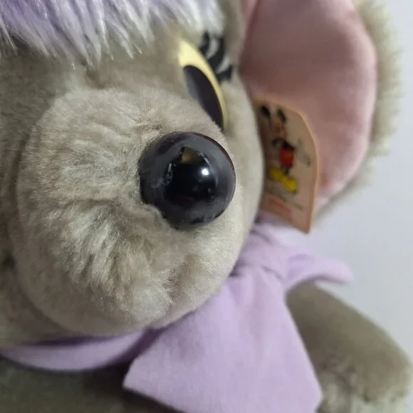 Disney Bianca Plush Mouse Purple Bow 16" Vintage 80s Made in Korea - Picture 8 of 16